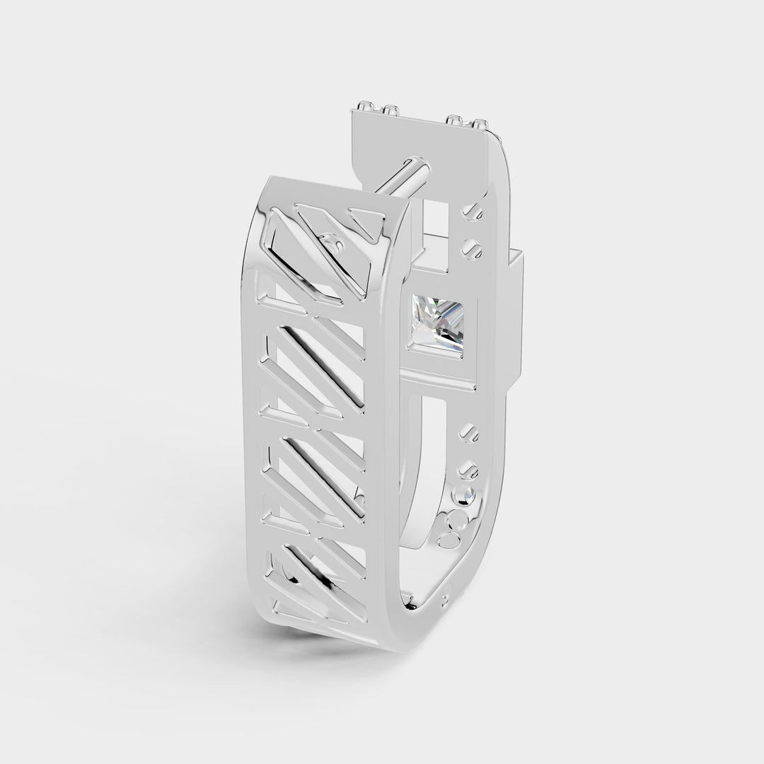 925 Sterling Silver Princess Cut Moissanite Diamond Bali Earring