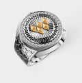Solid Gold  And 925 Sterling Silver Gold Moissanite Diamond Bulky W Ring