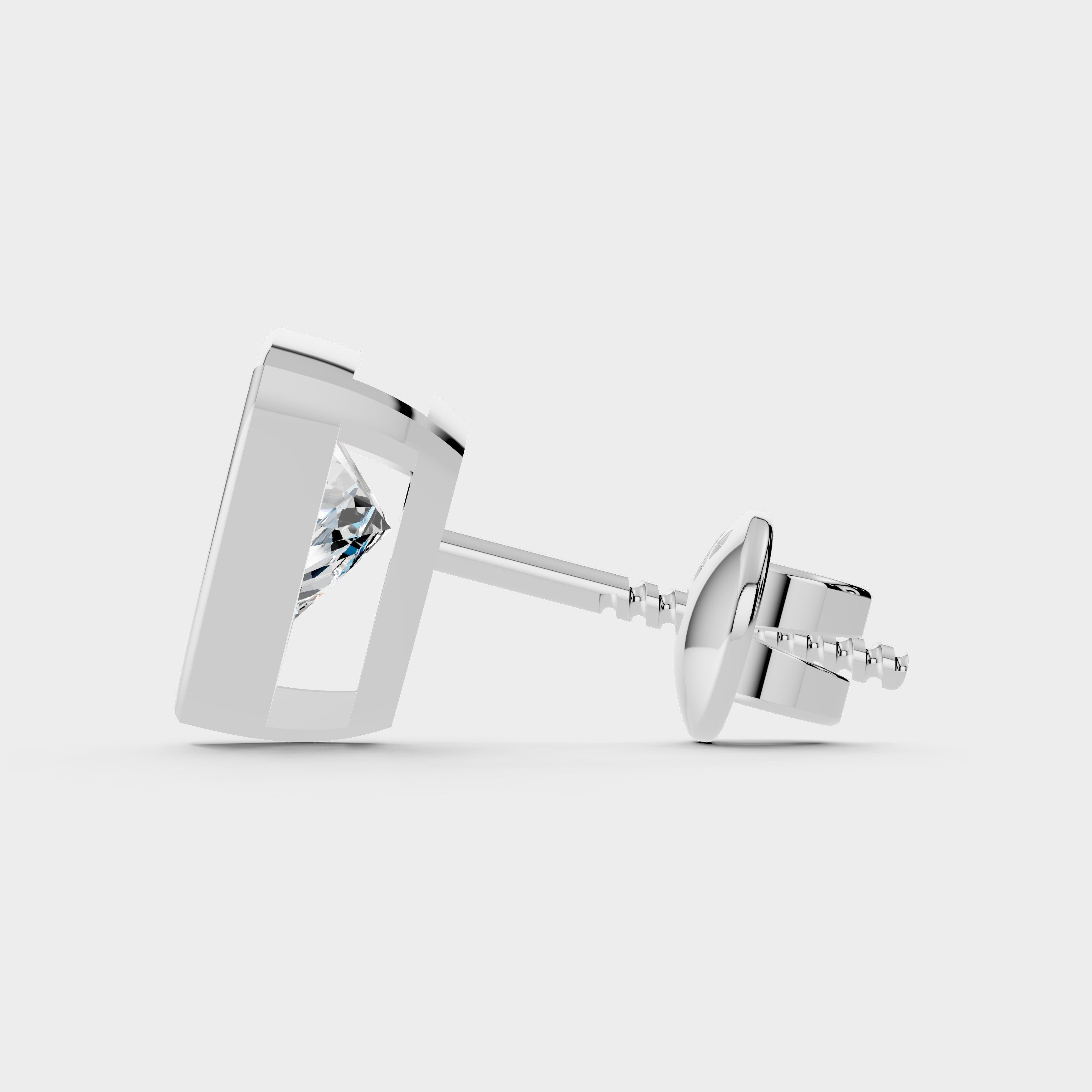 925 Sterling Silver Trillion Shaped Moissanite Diamond Bezel Setting Earring ( 1 PC )