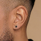 Virat Kohli Inspired 925 Silver Black Stud Earring