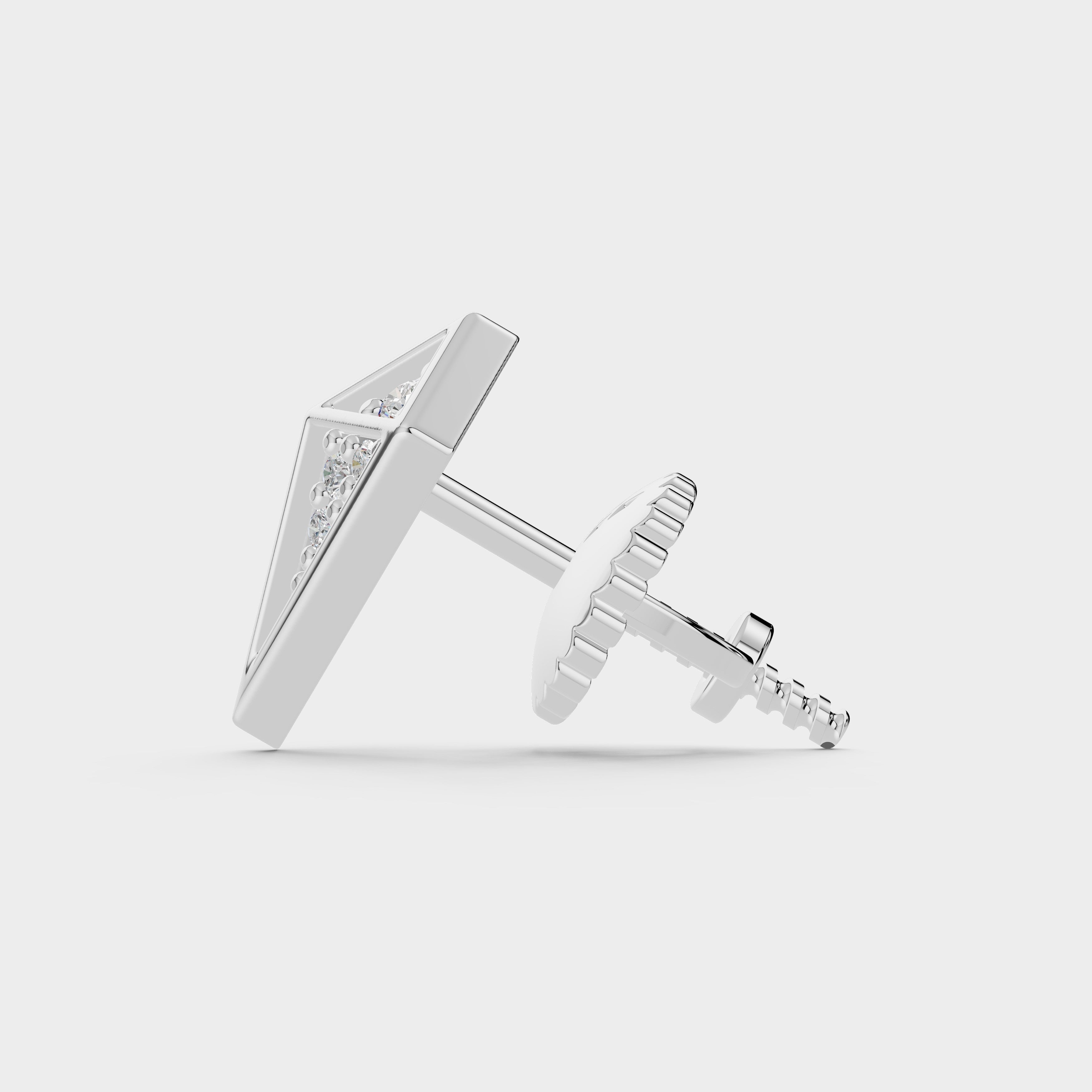 925 Sterling Silver Diamond Shaped Moissanite Diamond Earring
