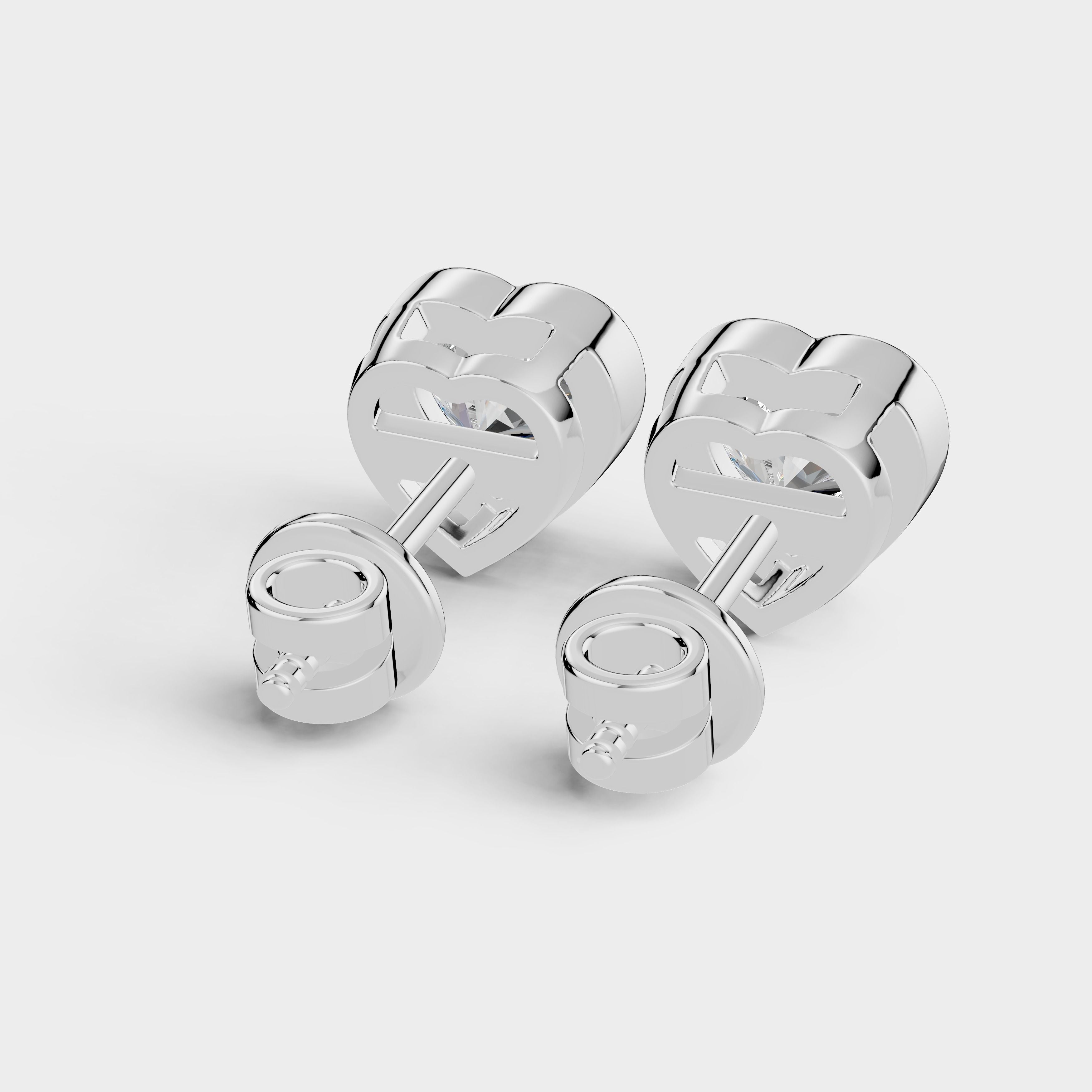 Heart Shaped Bezel Setting Earring ( 1 Pair )