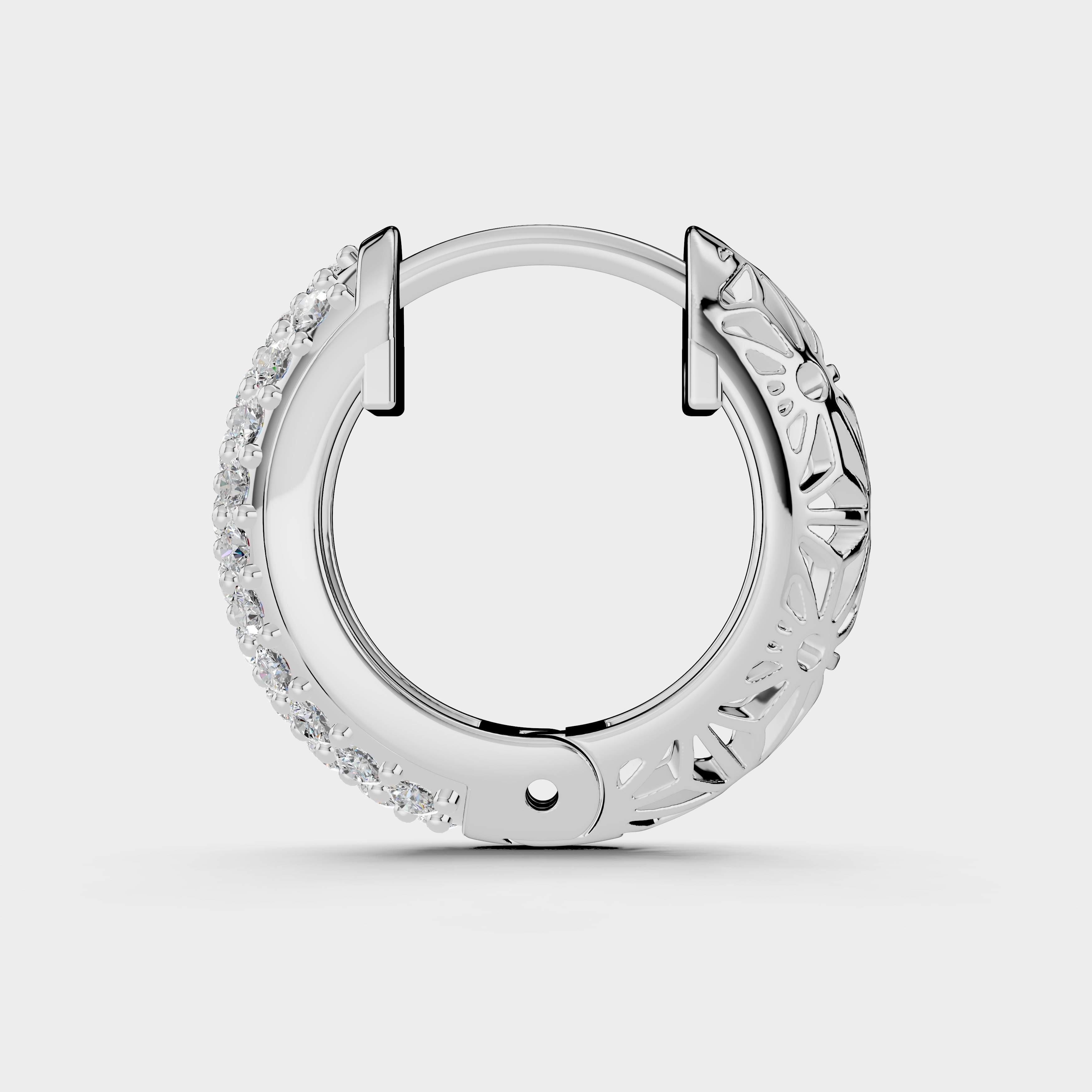 925 Sterling Silver Moissanite Diamond Bali Earring Two Sided (1 PC)