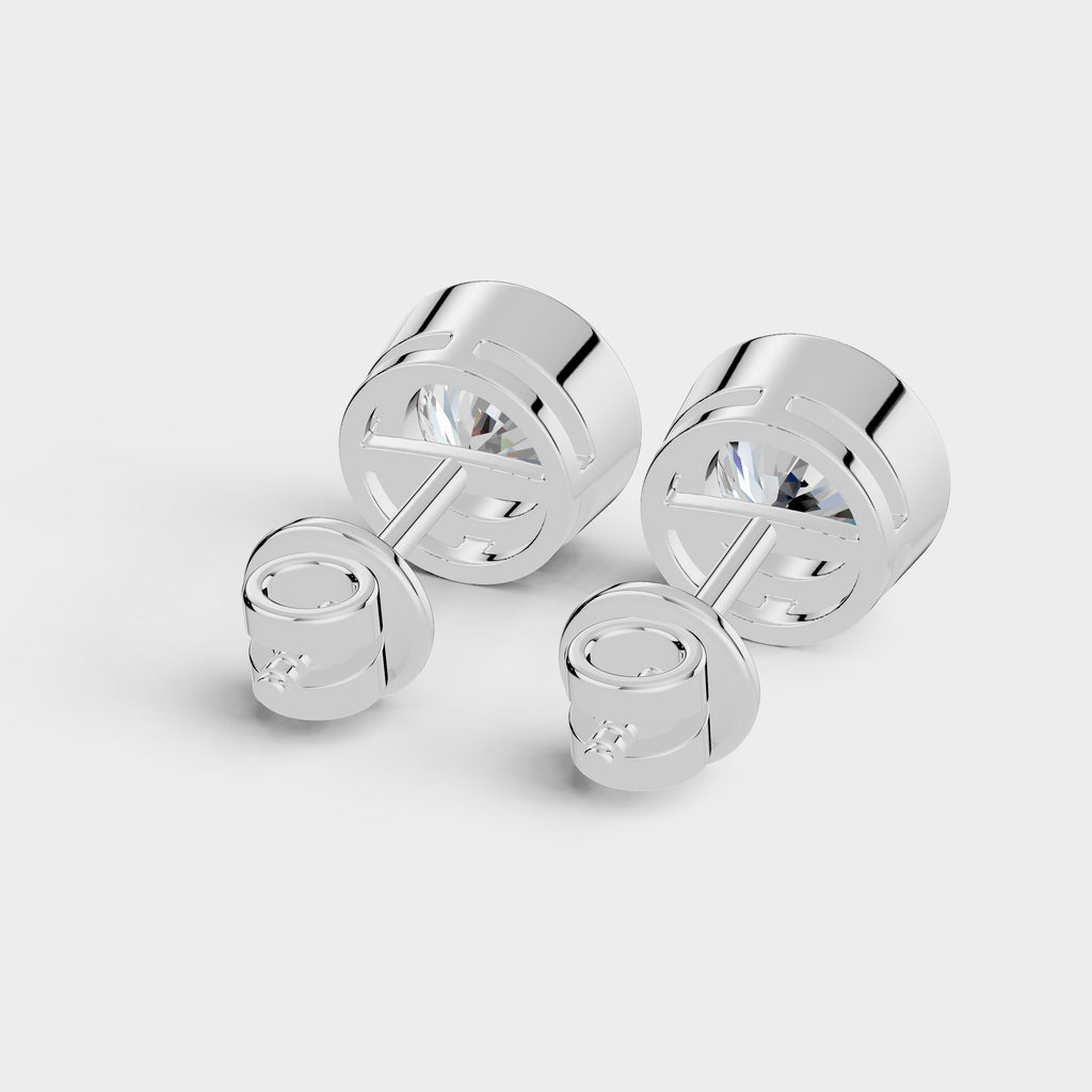 Round Bezel Setting Earring ( 1 Pair )