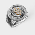 Solid Gold  And 925 Sterling Silver Gold Moissanite Diamond Bulky Dollar Ring