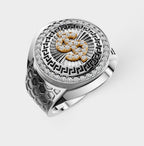 Solid Gold  And 925 Sterling Silver Gold Moissanite Diamond Bulky Dollar Ring