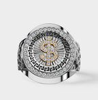 Solid Gold  And 925 Sterling Silver Gold Moissanite Diamond Bulky Dollar Ring