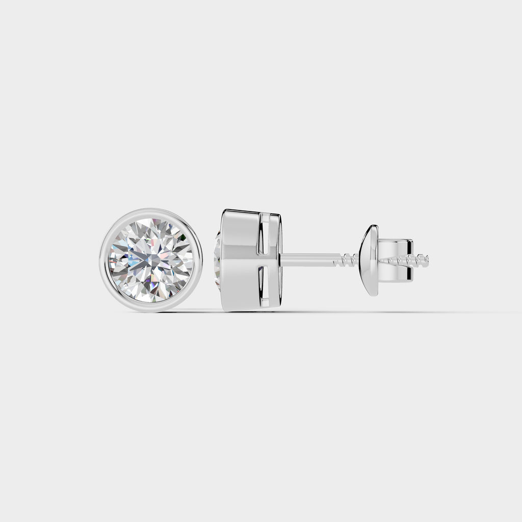 Round Bezel Setting Earring ( 1 Pair )