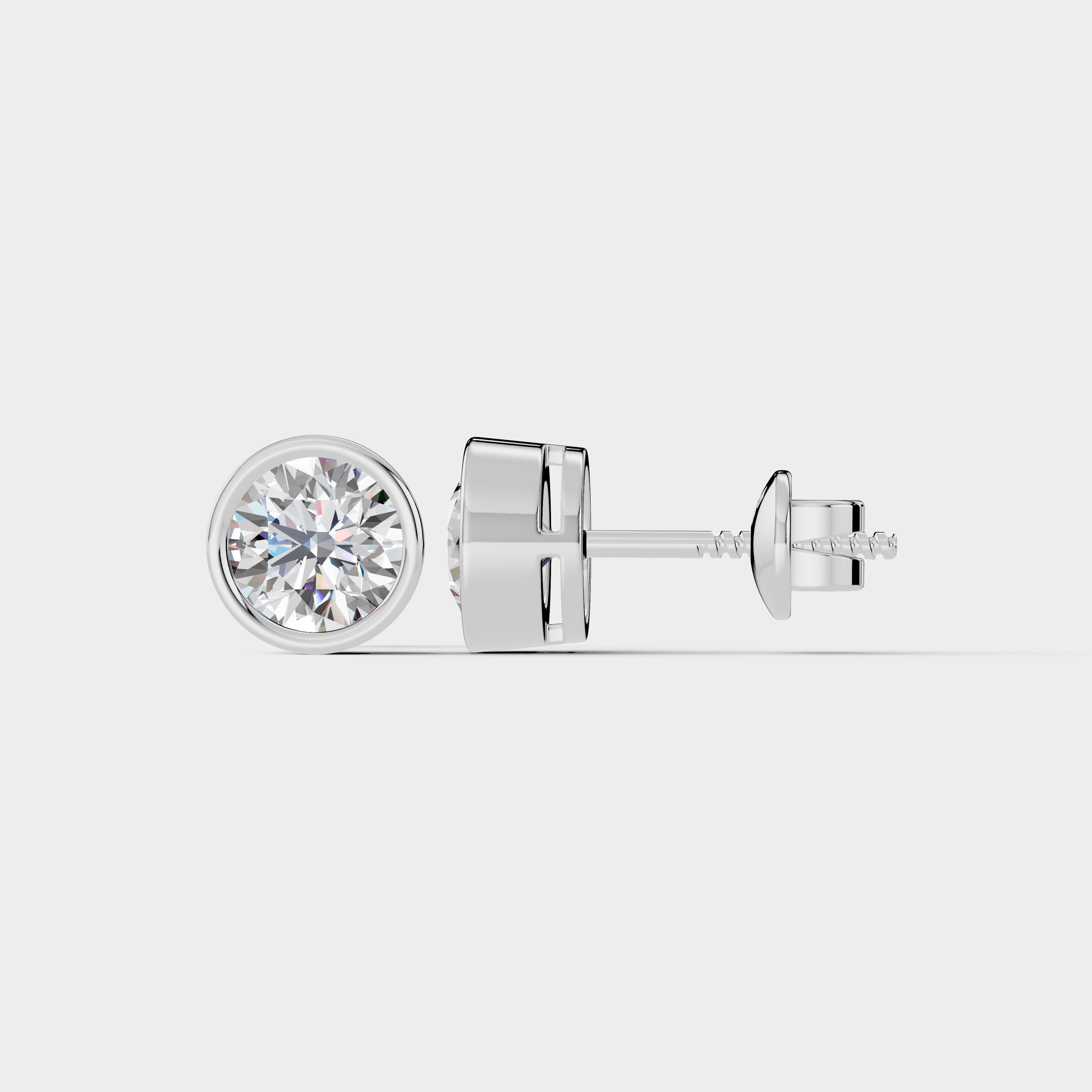 Round Bezel Setting Earring ( 1 Pair )