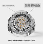 Solid Gold  And 925 Sterling Silver Gold Moissanite Diamond Bulky Dollar Ring