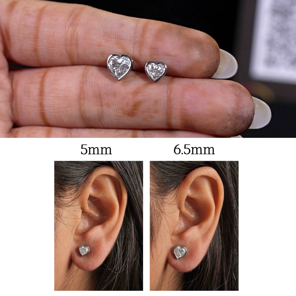 Heart Shaped Bezel Setting Earring ( 1 Pair )