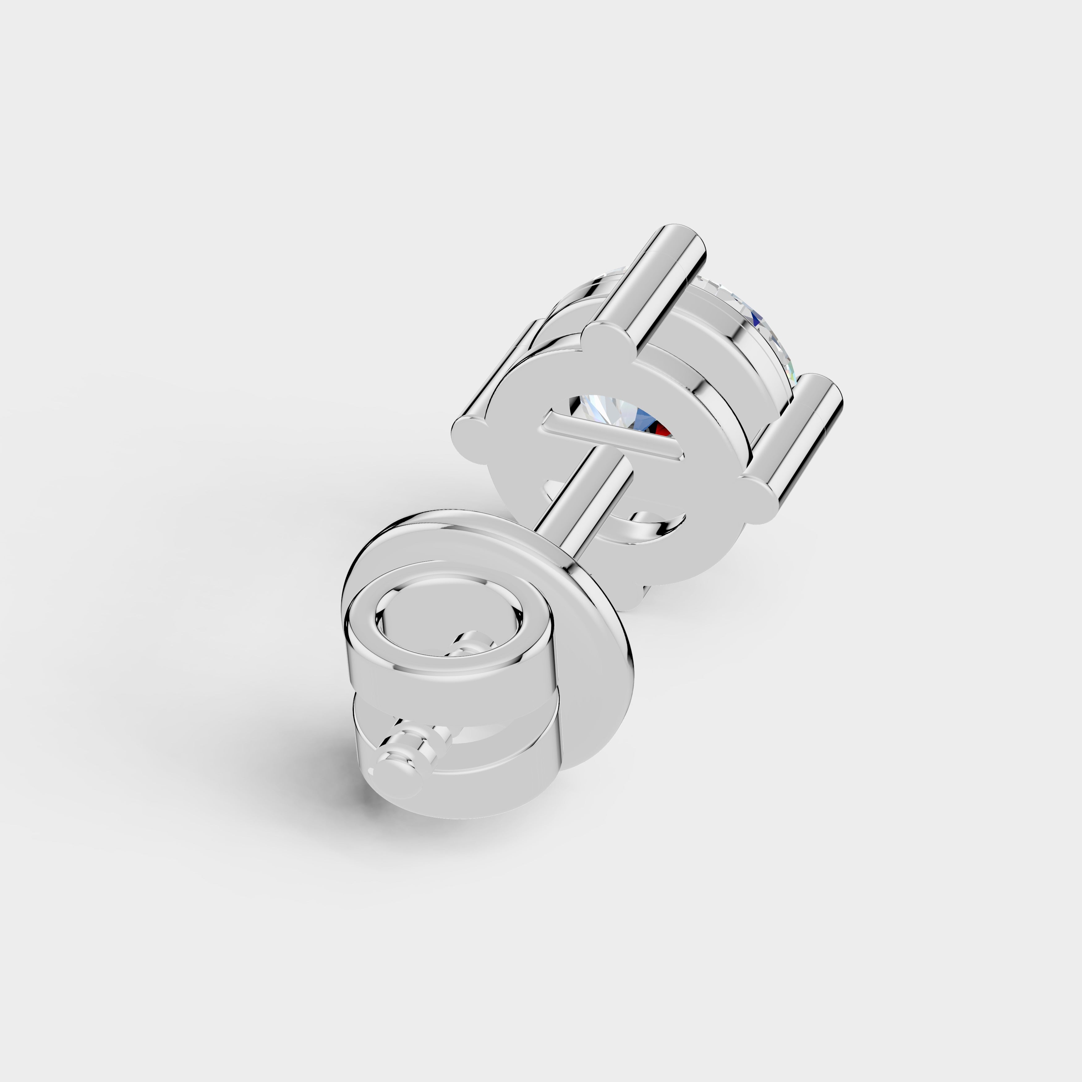 925 Sterling Silver Round Shape Earrings with Moissanite Diamond (1 PC)