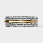 Solid Gold And 925 Sterling Silver Gold Moissanite Diamond Hexagon Shape Band  Ring