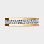Solid Gold And 925 Sterling Silver Gold Moissanite Diamond Hexagon Shape Double Band Ring