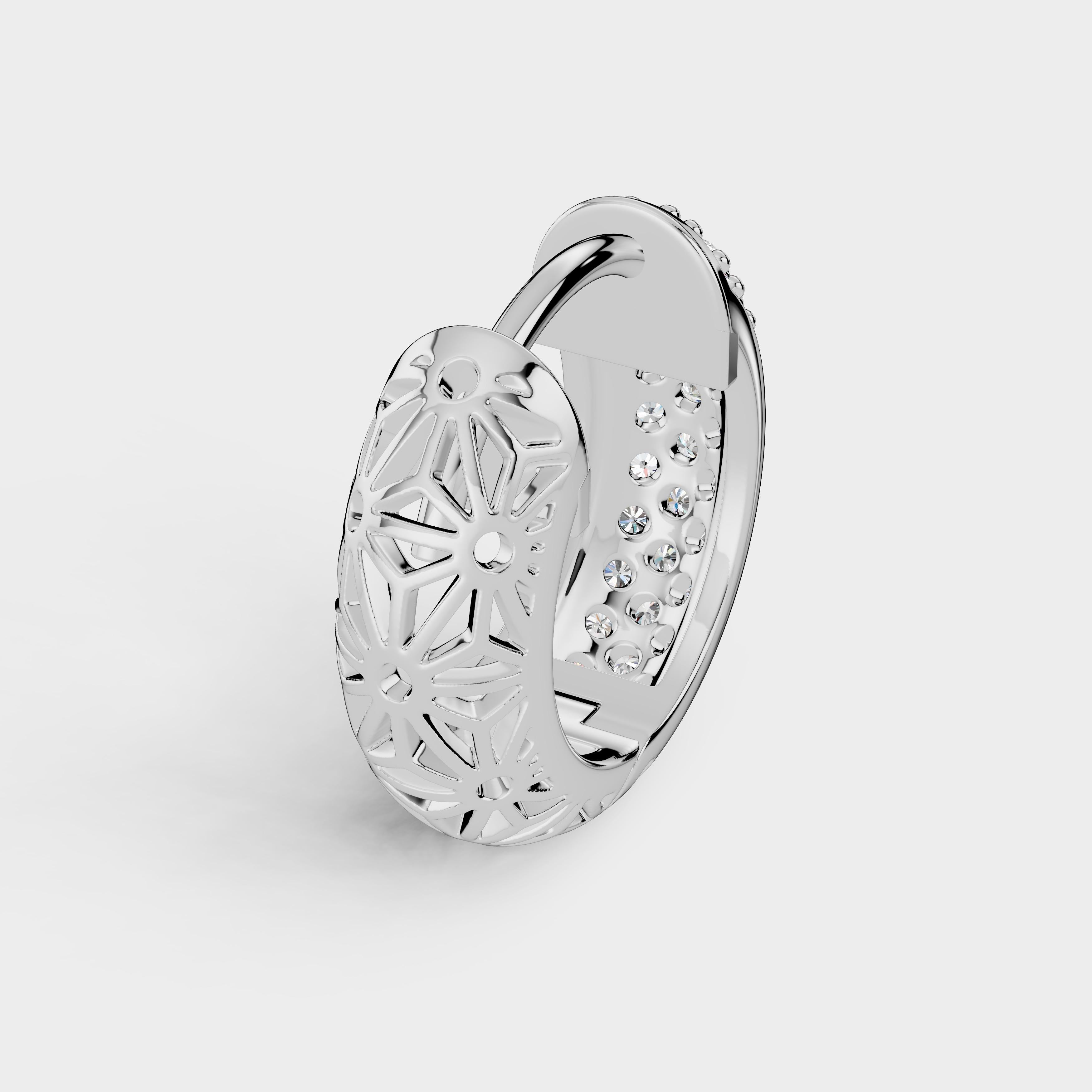 925 Sterling Silver Moissanite Diamond Bali Earring Two Sided (1 PC)