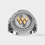 Solid Gold  And 925 Sterling Silver Gold Moissanite Diamond Bulky W Ring