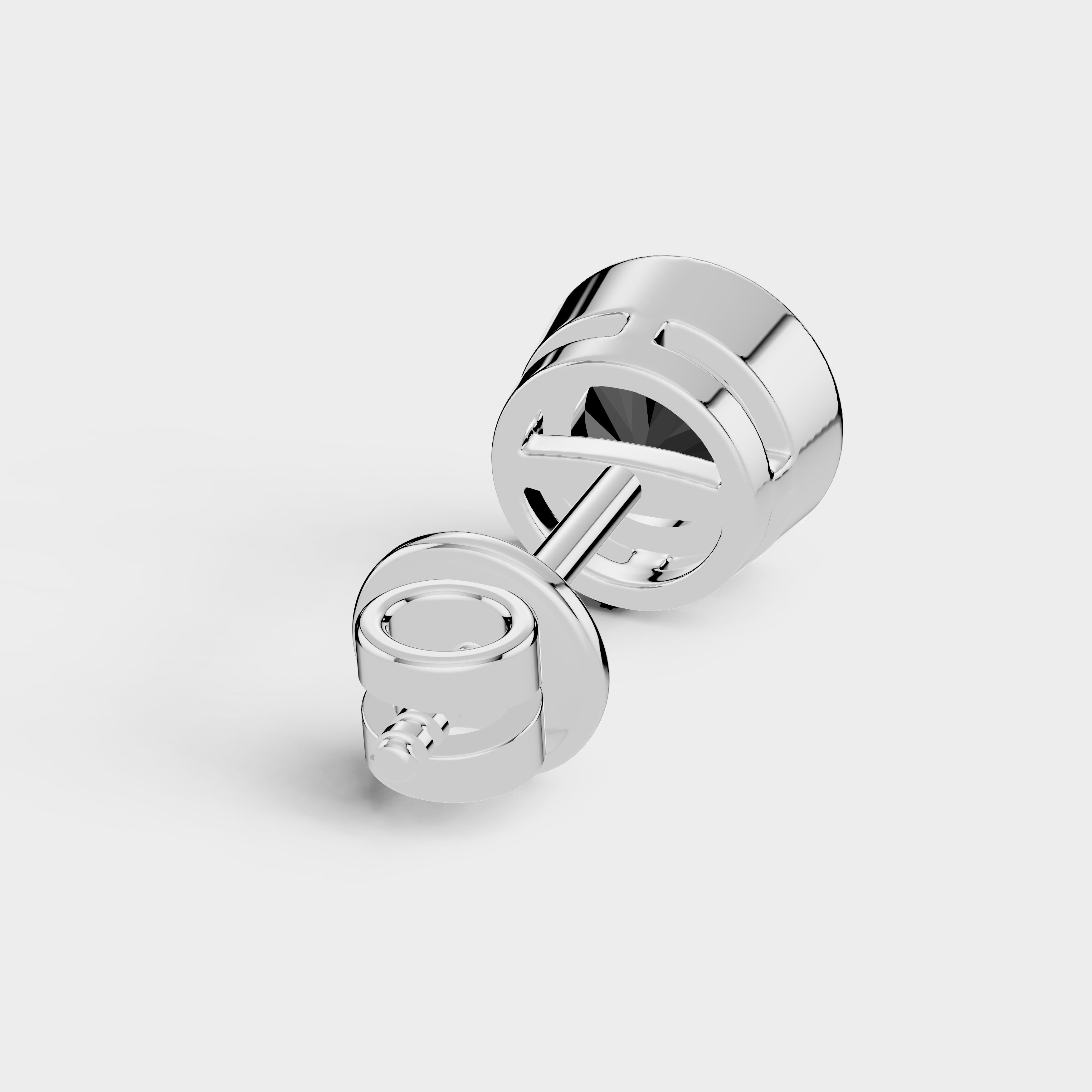 925 Sterling Silver Round Moissanite Diamond Black Bezel Stud ( 1 PC)
