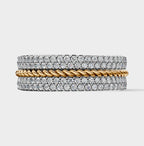 Solid Gold And 925 Sterling Silver Gold Moissanite Diamond Rope Shape Band  Ring