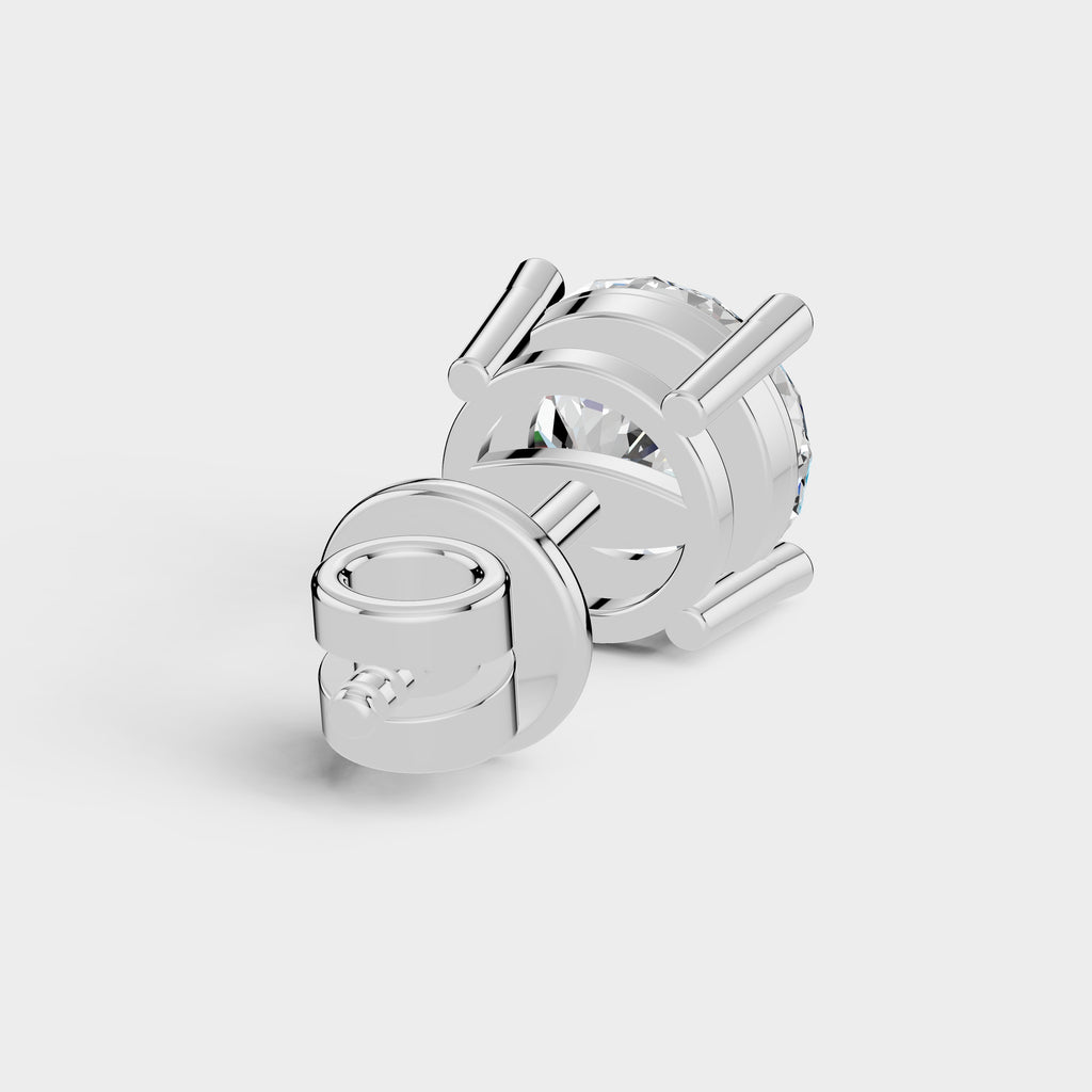 925 Silver Portuguese Cut Moissanite Diamond Earring (1 PC)