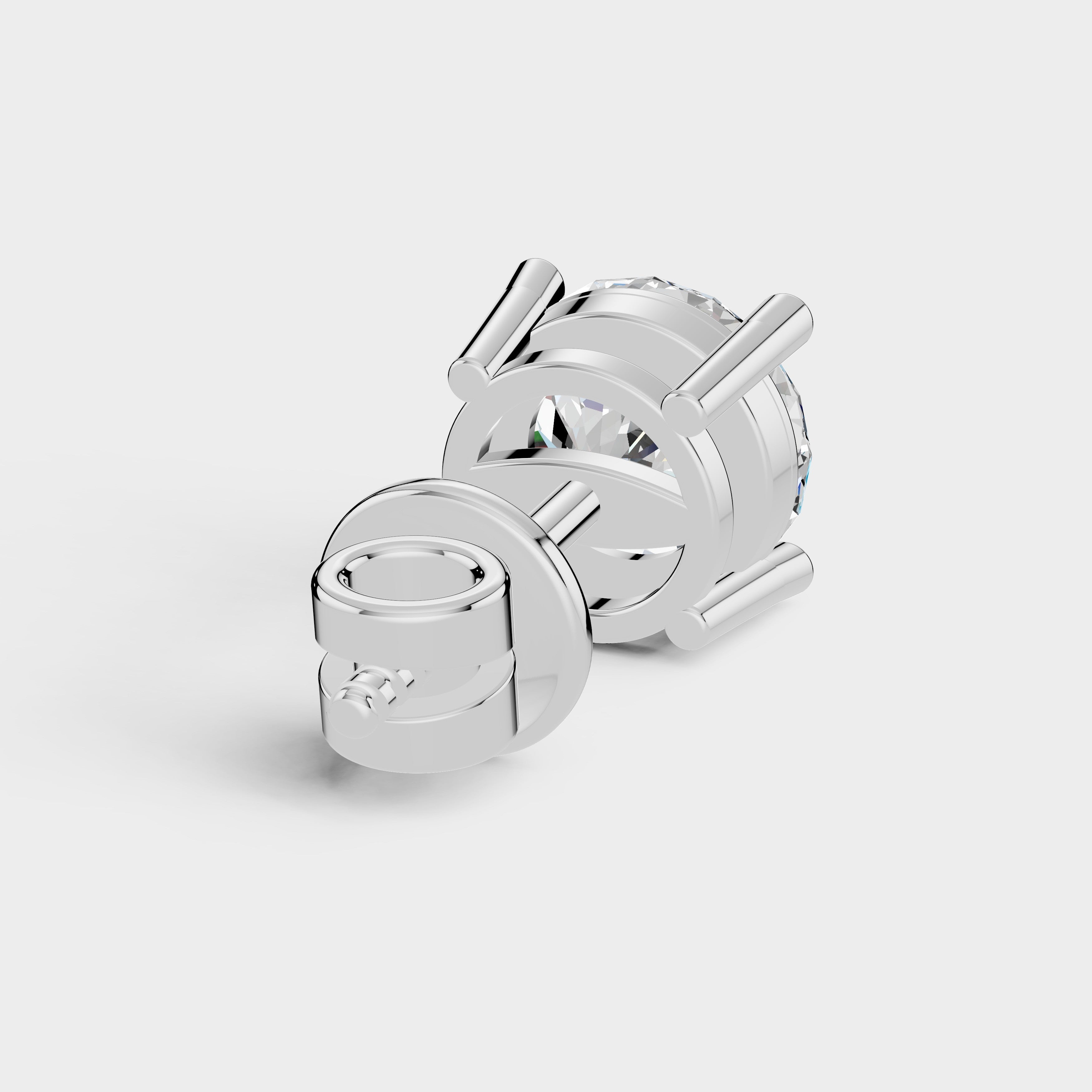 925 Silver Portuguese Cut Moissanite Diamond Earring (1 PC)