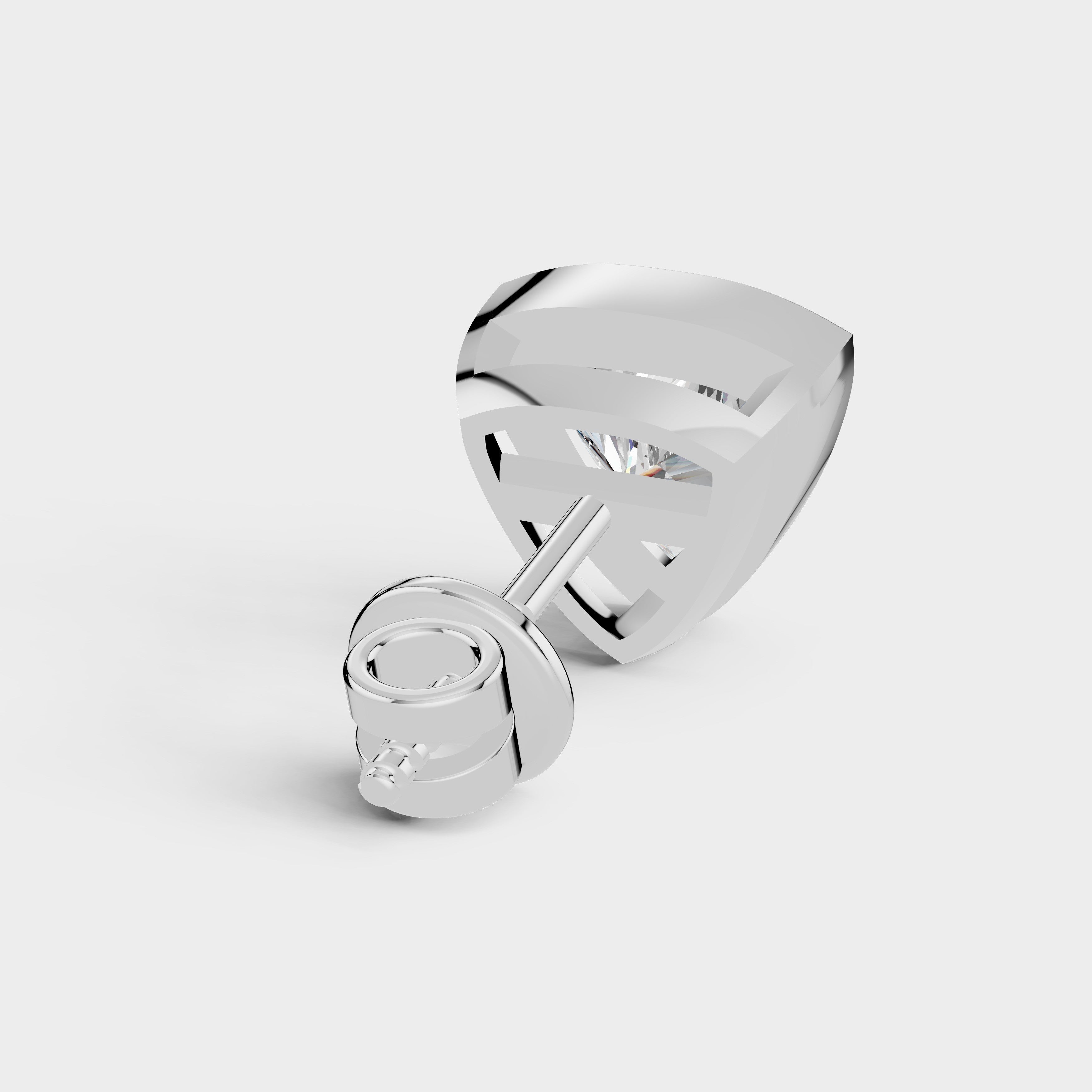 925 Sterling Silver Trillion Shaped Moissanite Diamond Bezel Setting Earring ( 1 PC )