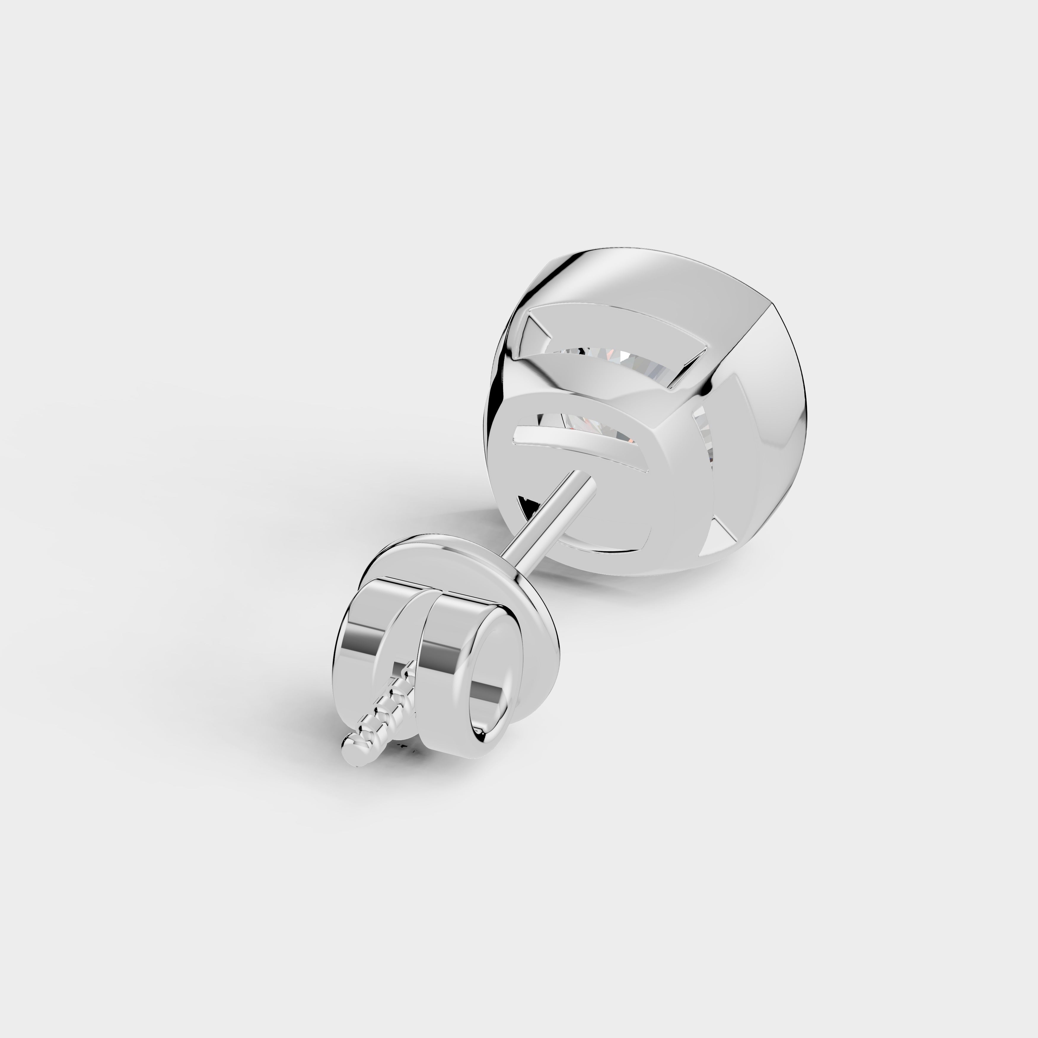 925 Sterling Silver Cushion Square Shaped Moissanite Diamond Bezel Setting Earring ( 1 PC)