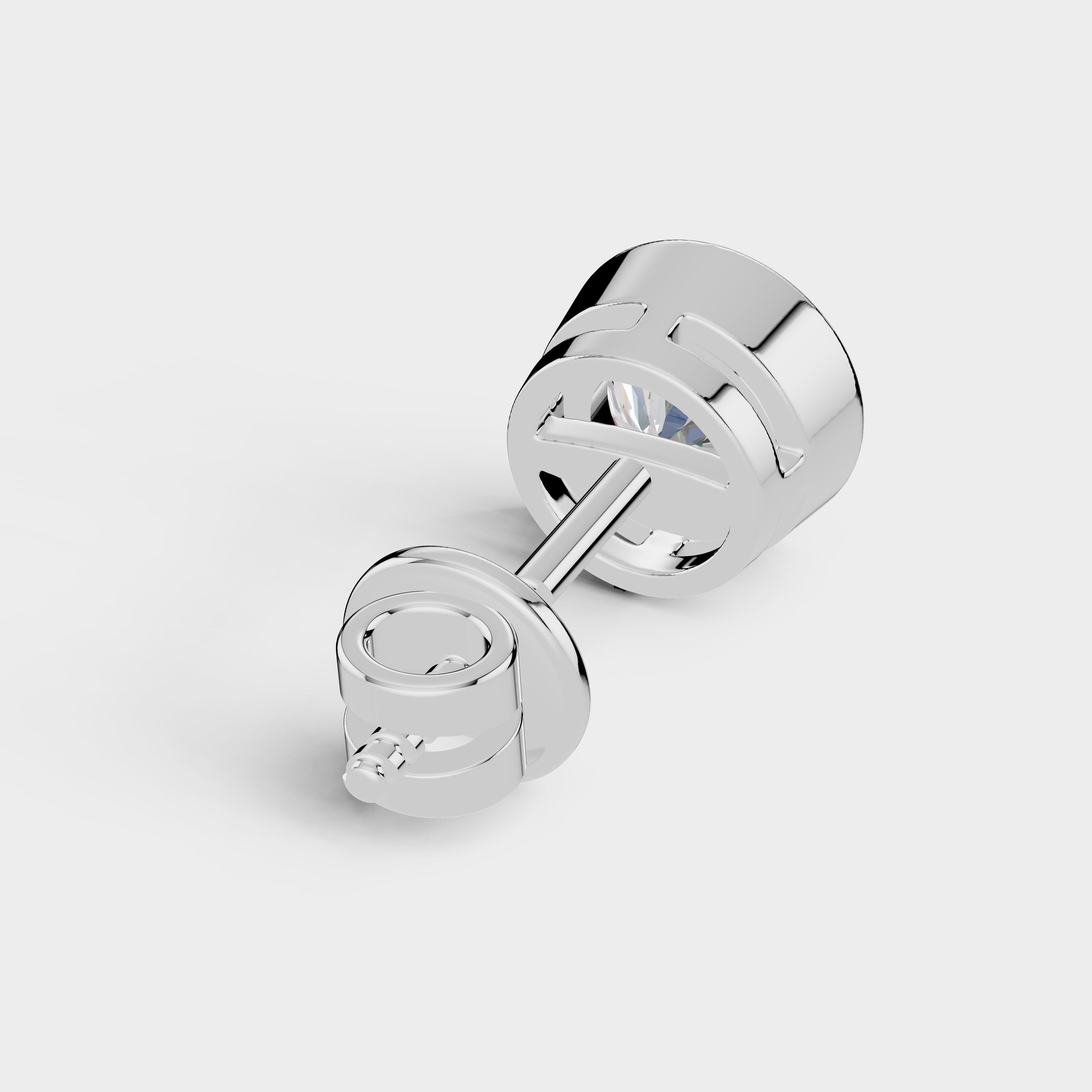 925 Sterling Silver Round Moissanite Diamond Bezel Stud ( 1 PC)