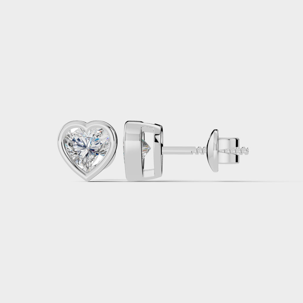 Heart Shaped Bezel Setting Earring ( 1 Pair )