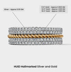 Solid Gold And 925 Sterling Silver Gold Moissanite Diamond Rope Shape Band  Ring