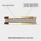 Solid Gold And 925 Sterling Silver Gold Moissanite Diamond Hexagon Shape Double Band Ring