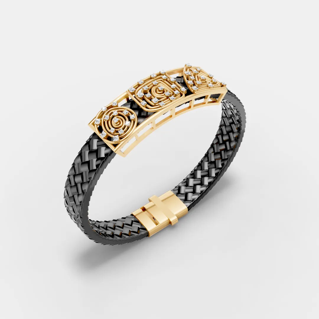 925 Sterling Silver Artistic Spiral Diamond Leather Belt