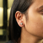 925 Sterling Silver Round Moissanite Diamond Bezel Setting Earring ( 1 Pair )