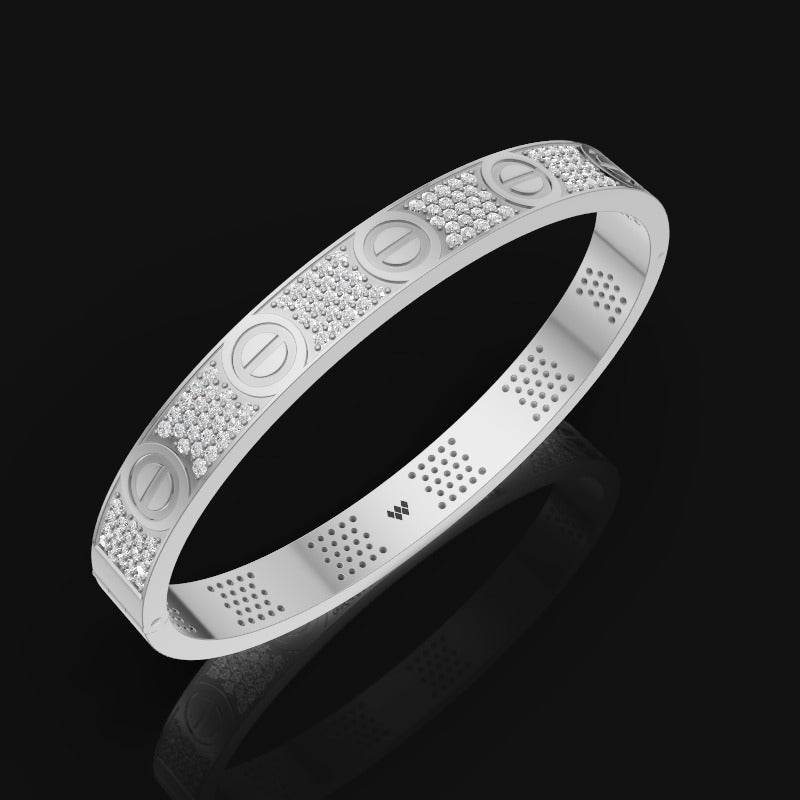 925 Silver Luxury Screw Pattern Bracelet With Moissanite Diamond