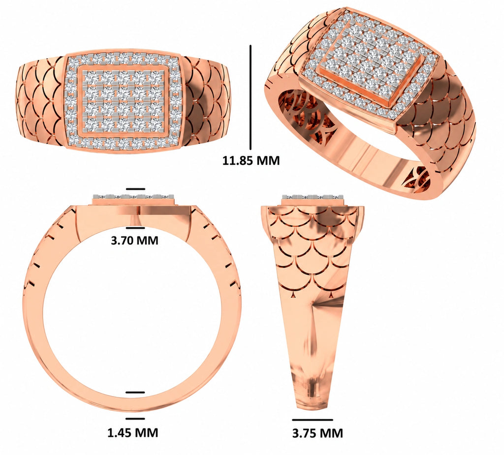 Square Pave Diamond Men's Ring