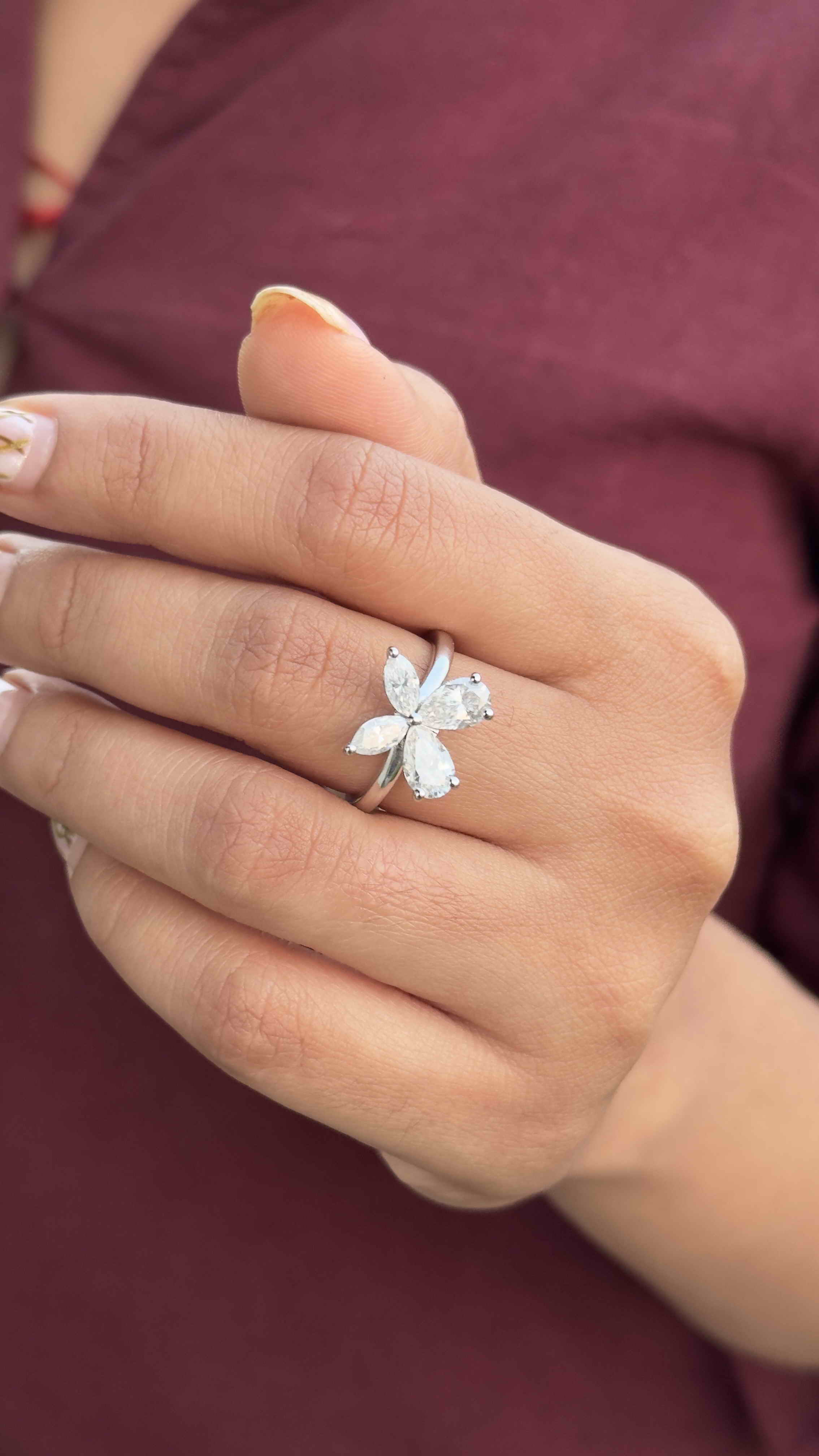 925 Sterling Silver Moissanite Diamond Butterfly Ring