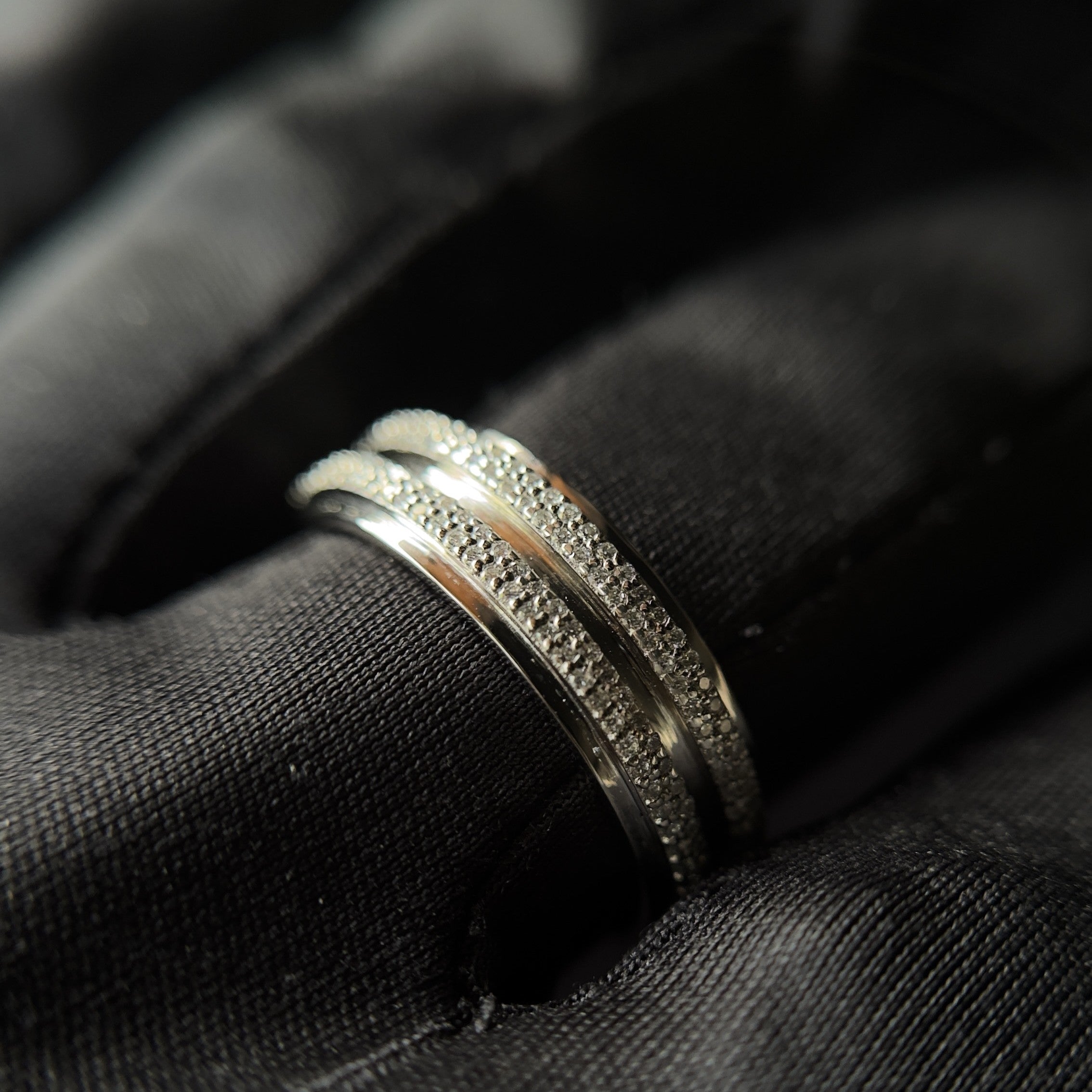 925 Sterling Silver Moissanite Diamond Band Ring