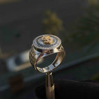 Solid Gold  And 925 Sterling Silver Gold Moissanite Diamond Bulky Dollar Ring
