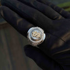 Solid Gold  And 925 Sterling Silver Gold Moissanite Diamond Bulky Dollar Ring