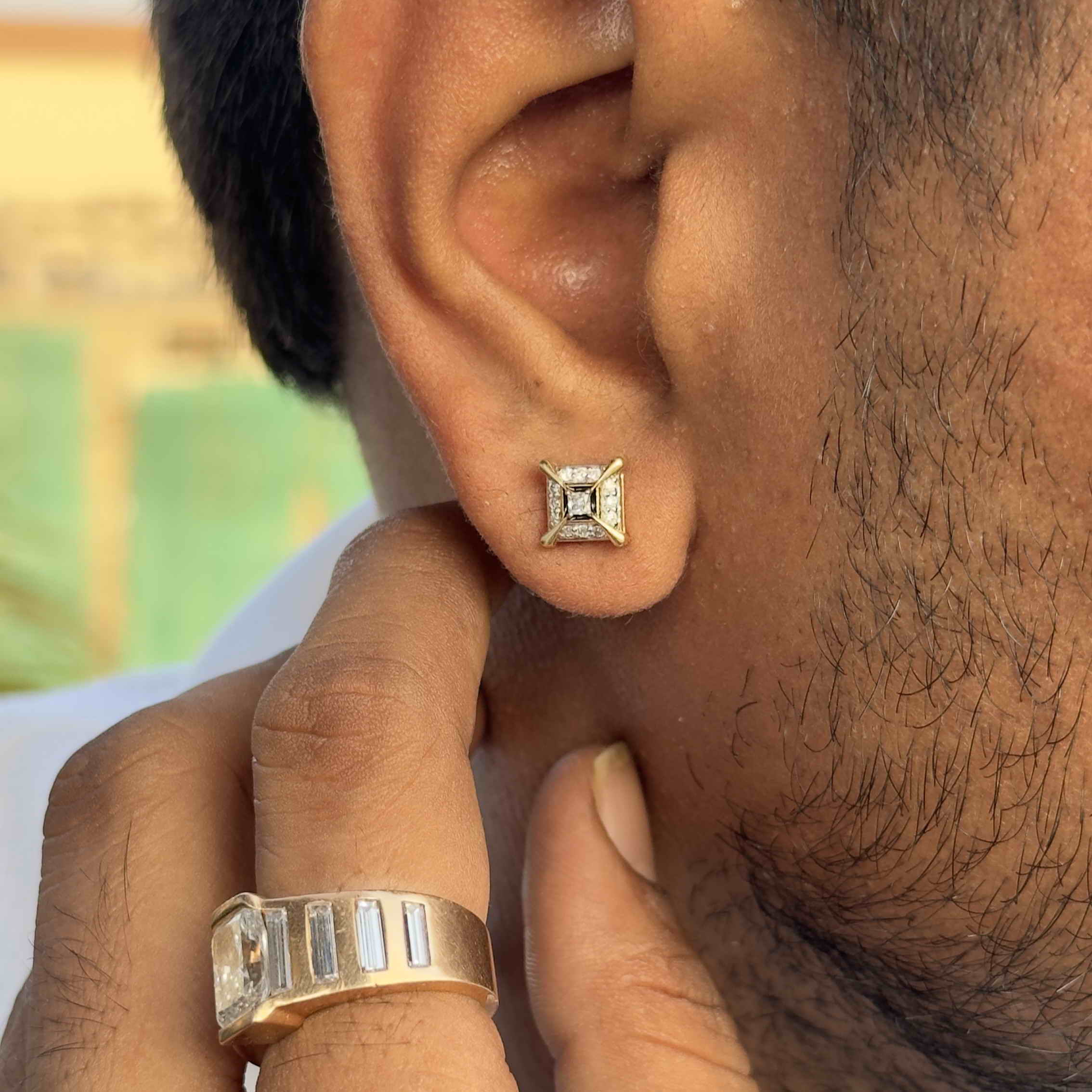 Princess Cut Diamond Frame Stud (1 PC)