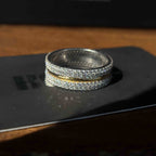Solid Gold And 925 Sterling Silver Gold Moissanite Diamond Band Ring