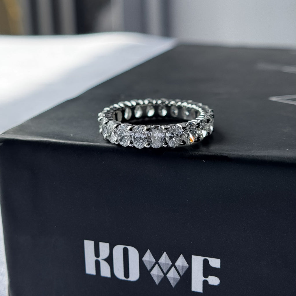 925 Sterling Silver Moissanite Diamond Oval Ring