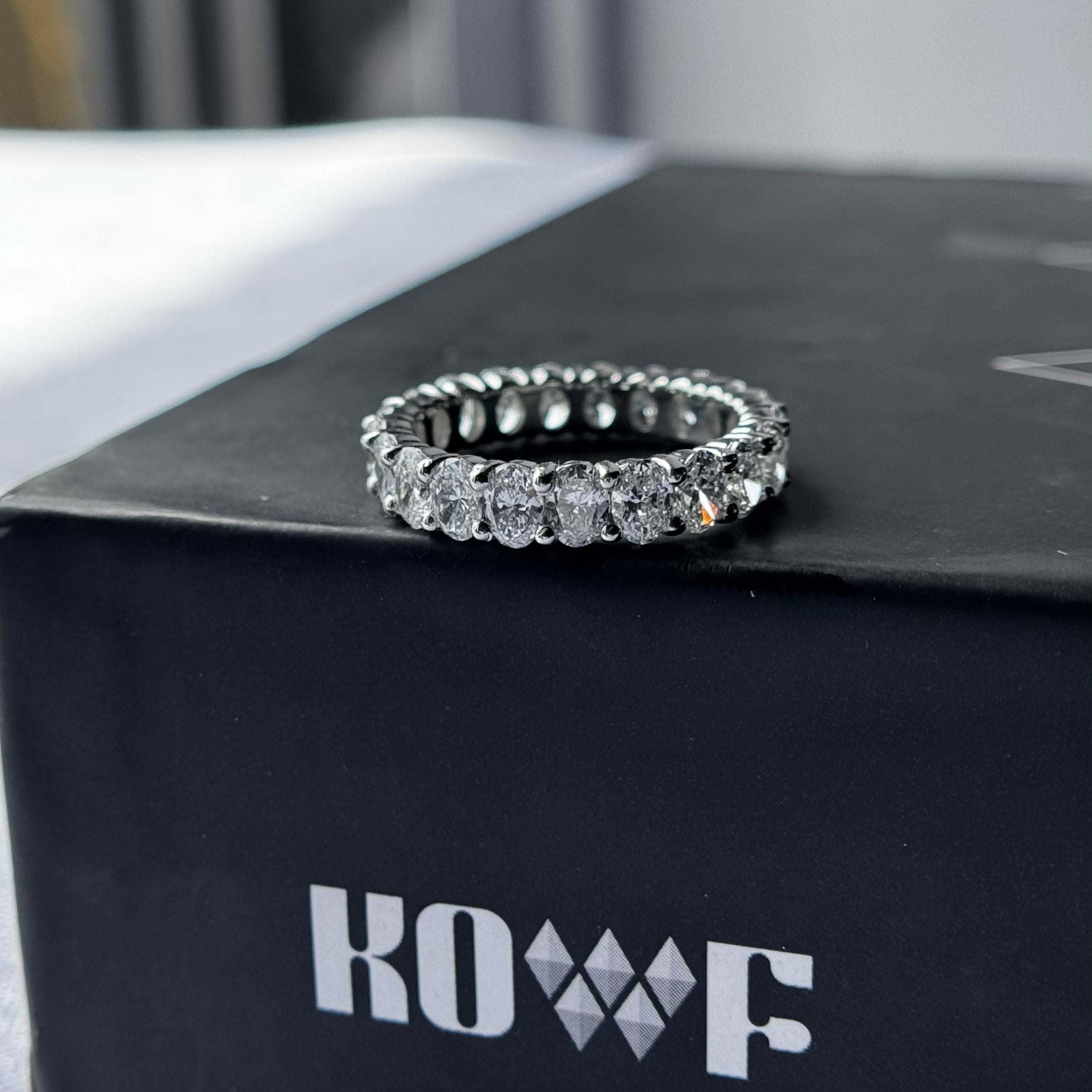 925 Sterling Silver Moissanite Diamond Oval Ring