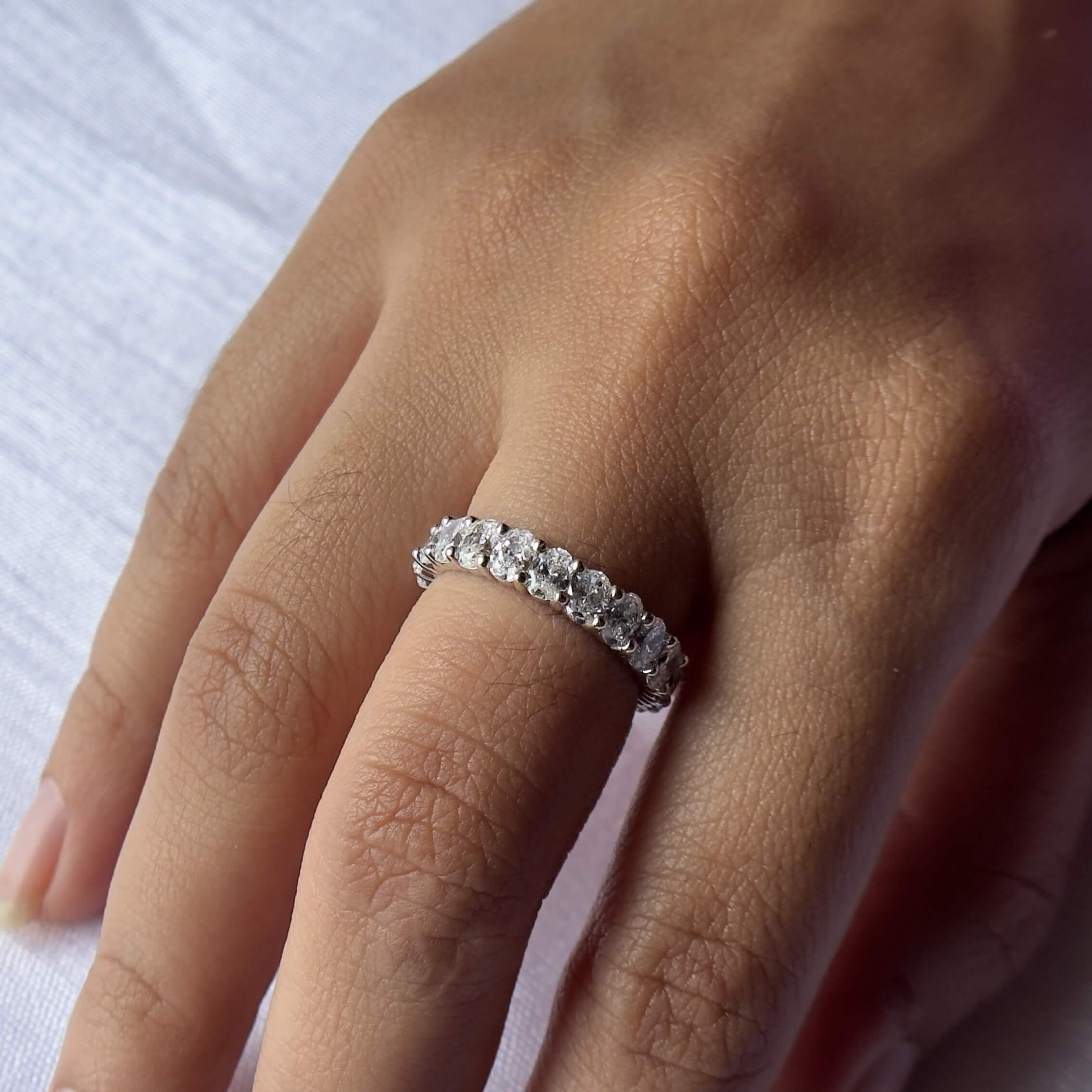 925 Sterling Silver Moissanite Diamond Oval Ring