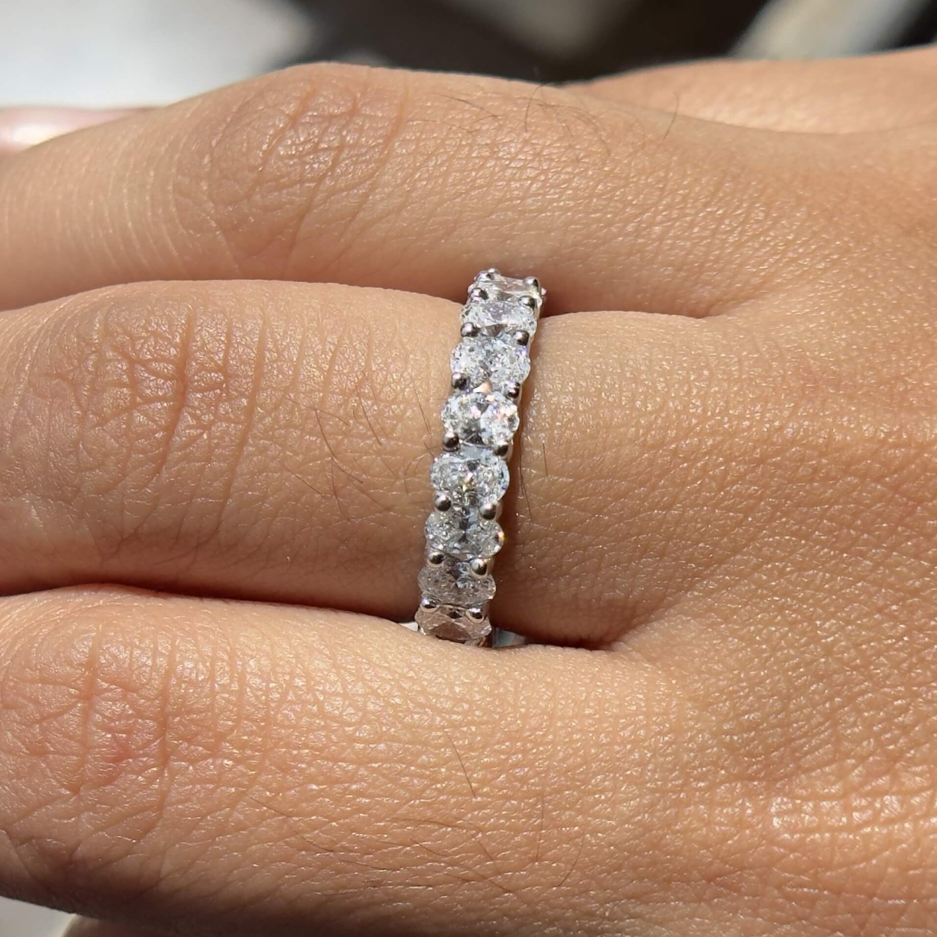 925 Sterling Silver Moissanite Diamond Oval Ring