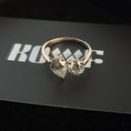 925 Silver Dual-Stone Moissanite Ring – Pear & Round Cut