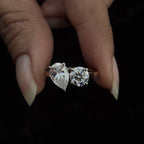925 Silver Dual-Stone Moissanite Ring – Pear & Round Cut