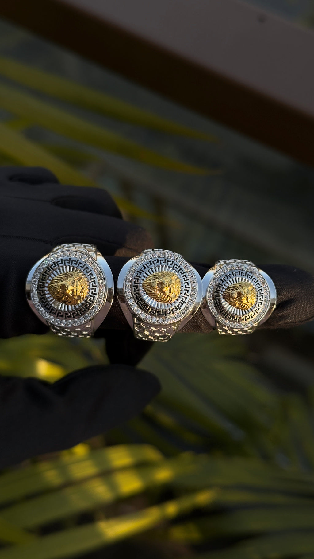 Solid Gold  And 925 Sterling Silver Gold Moissanite Diamond Bulky Lion Ring