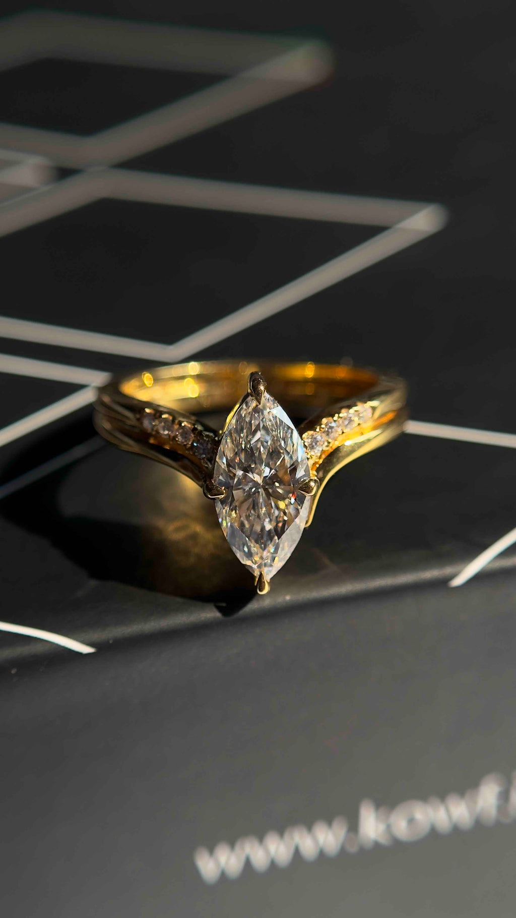 925 Sterling Silver Moissanite Diamond Marquise Ring