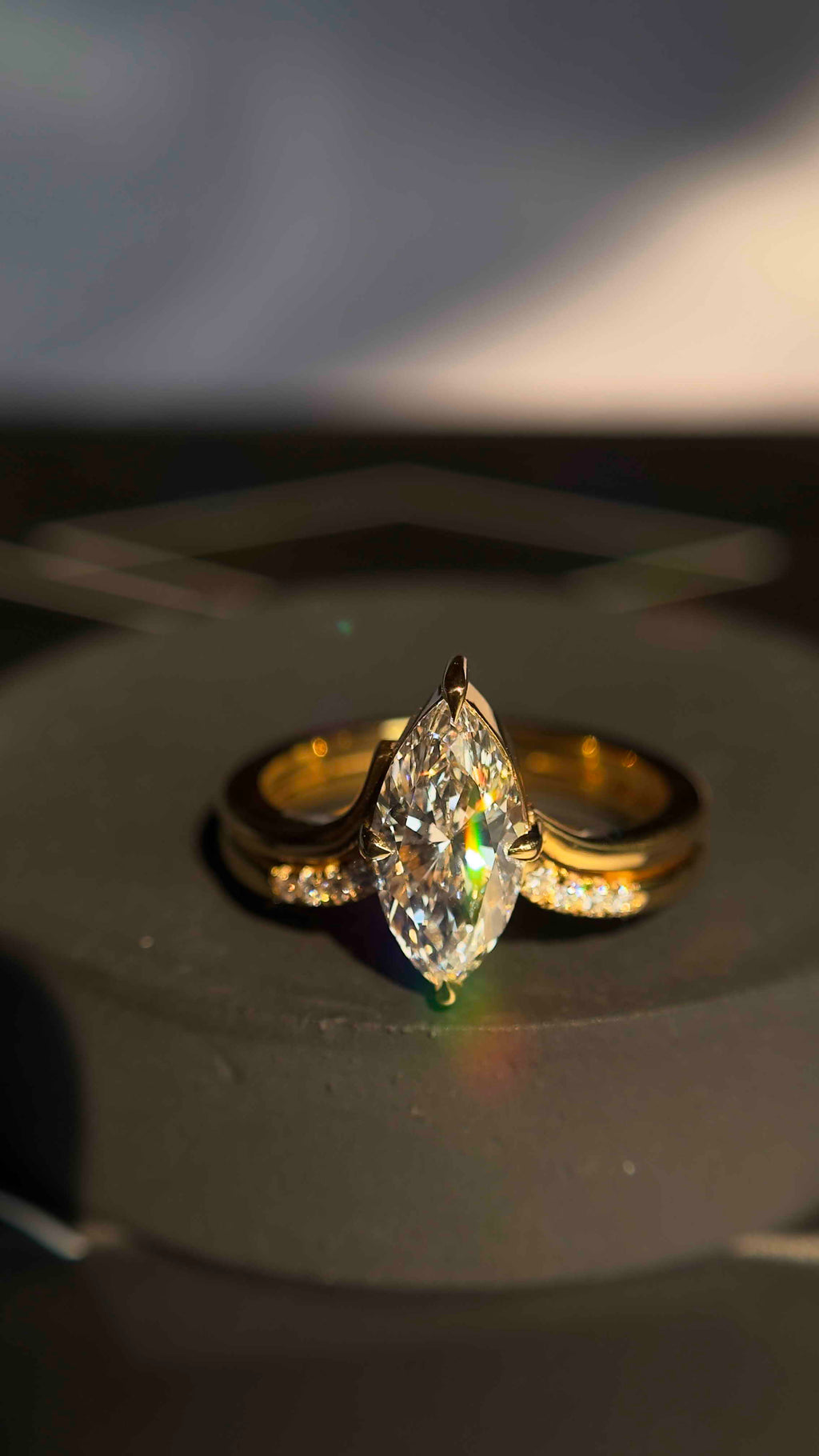 925 Sterling Silver Moissanite Diamond Marquise Ring