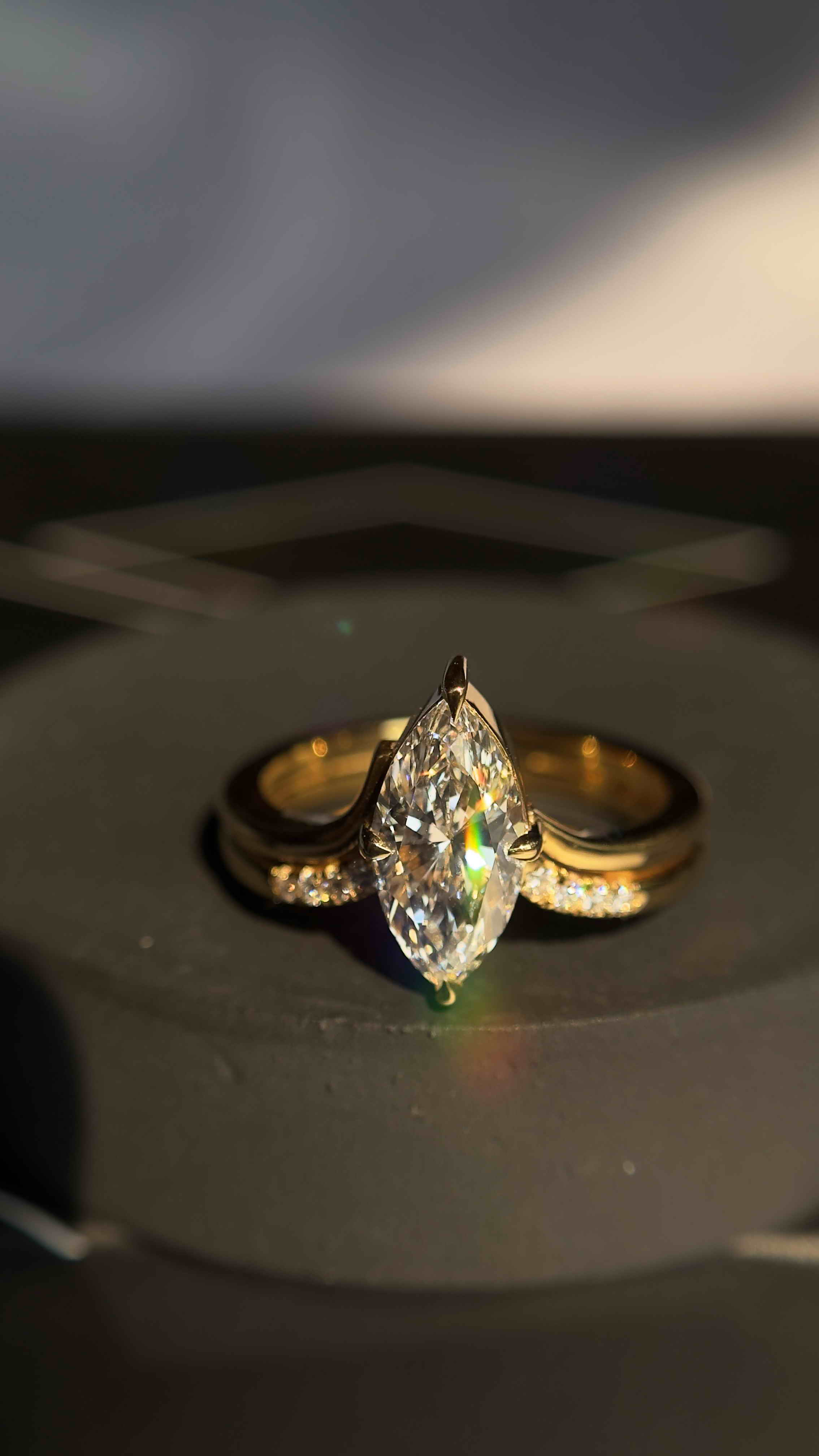 925 Sterling Silver Moissanite Diamond Marquise Ring